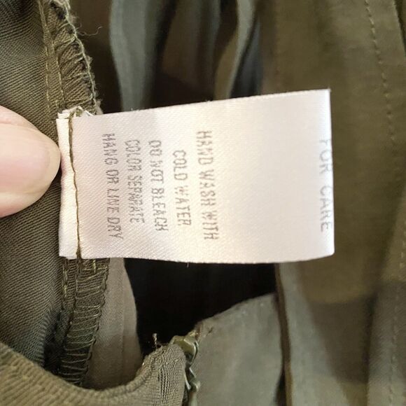 Fourteen & 9th Jumpsuit Olive Green Open Tie Zip Back Wide Leg‎ Large Boho - Picture 10 of 12